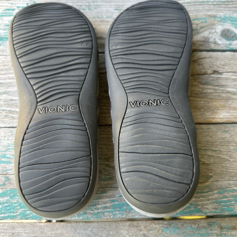 Vionic Gray Suede Slip-On Mules with Crisscross Straps - Picture 7 of 9
